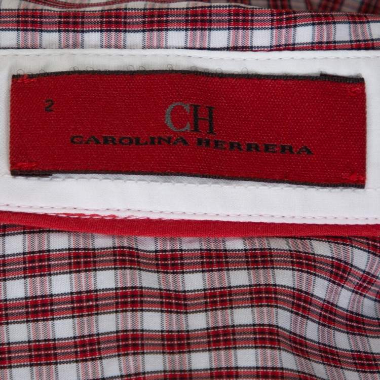 Pre Owned CH Carolina Herrera Red Checked Cotton Long Sleeve Shirt S