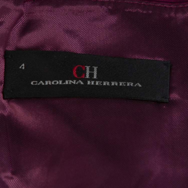 مملوكة مسبقًا CH Carolina Herrera Plum Satin Sleeveless Sheath Dress S