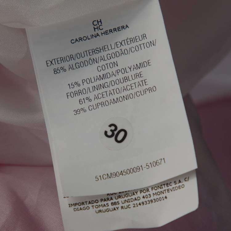 Pre Owned CH Carolina Herrera Pink Floral Jacquard Sleeveless Flared Dress S