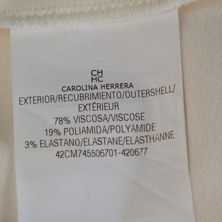 Pre Owned CH Carolina Herrera Off White Jersey Bow Detail Sheath Dress S