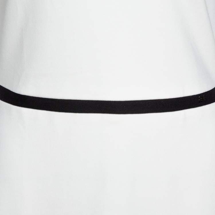Pre Owned CH Carolina Herrera Off White Jersey Bow Detail Sheath Dress S