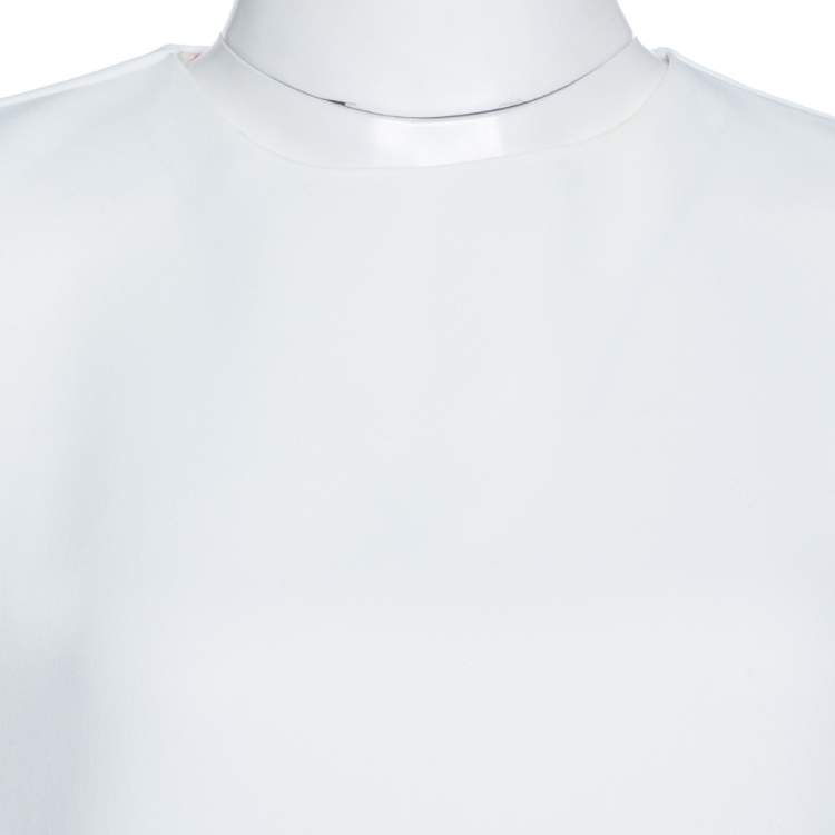 Pre Owned CH Carolina Herrera  White Crepe Tie Detail Sleeveless Top S 