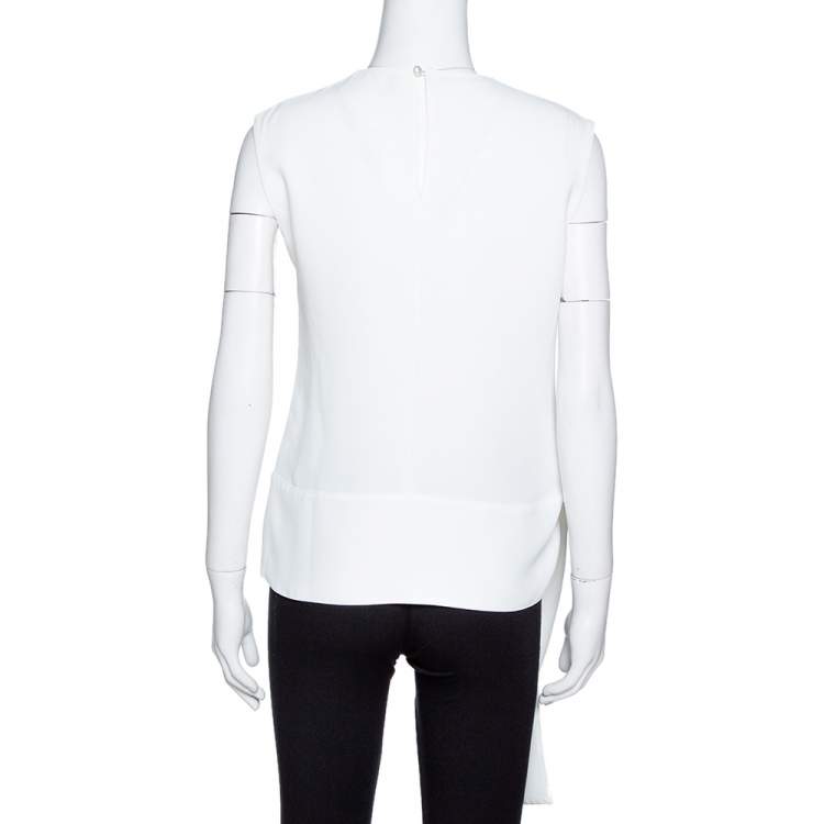 Pre Owned CH Carolina Herrera  White Crepe Tie Detail Sleeveless Top S 