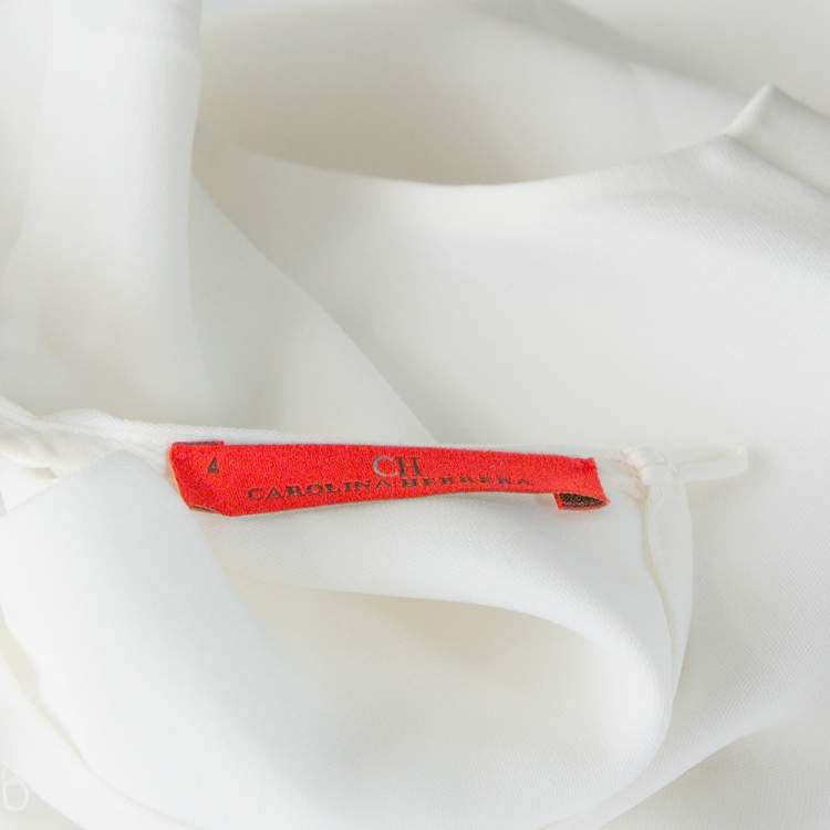 Pre Owned CH Carolina Herrera  White Crepe Tie Detail Sleeveless Top S 