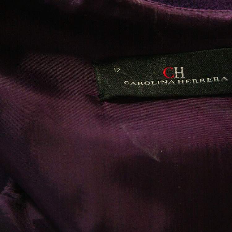 Pre Owned CH Carolina Herrera Purple Wool Peplum Dress L