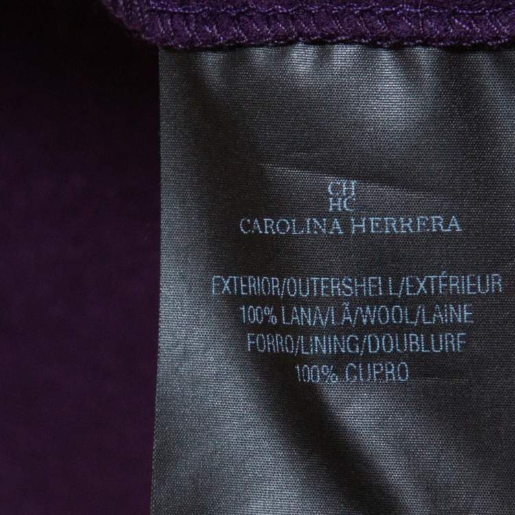 Pre Owned CH Carolina Herrera Purple Wool Peplum Dress L