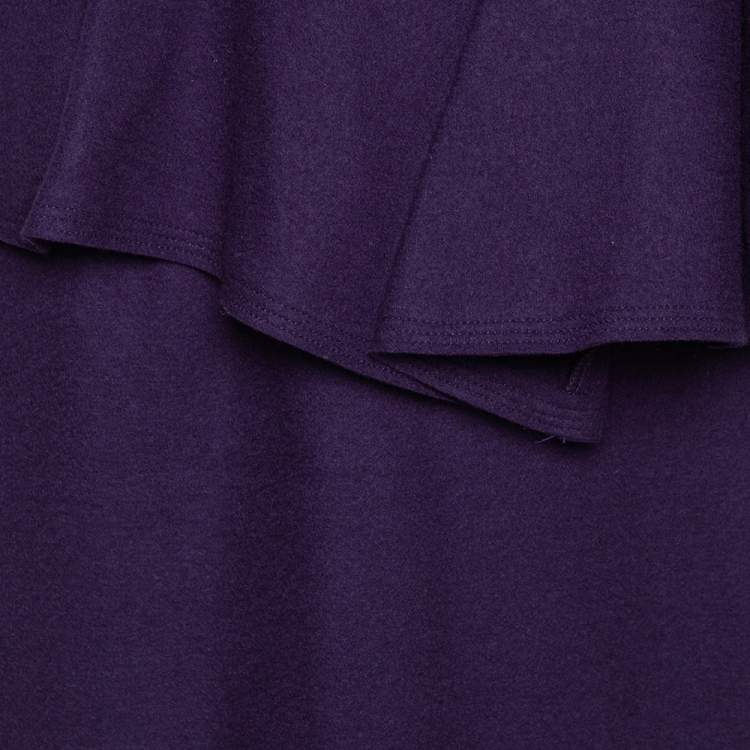 Pre Owned CH Carolina Herrera Purple Wool Peplum Dress L
