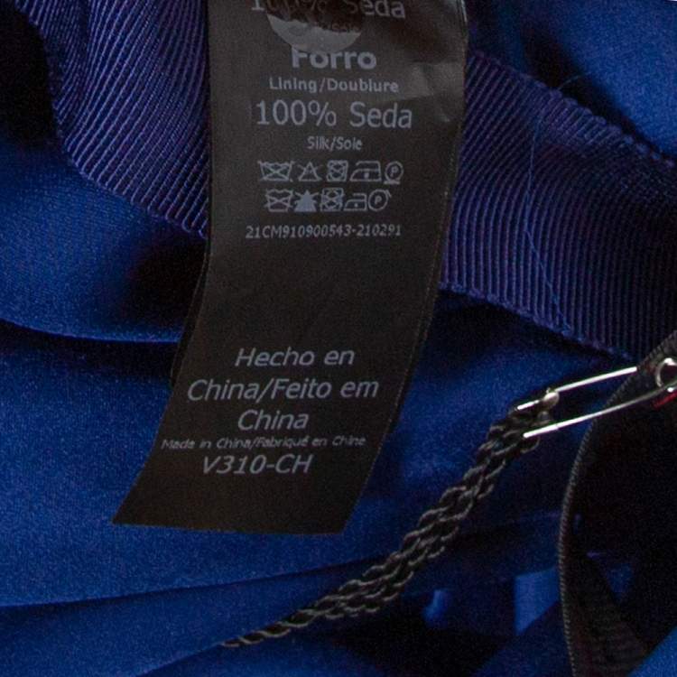 Pre Owned CH Carolina Herrera Royal Blue Silk Gathered Maxi Dress S