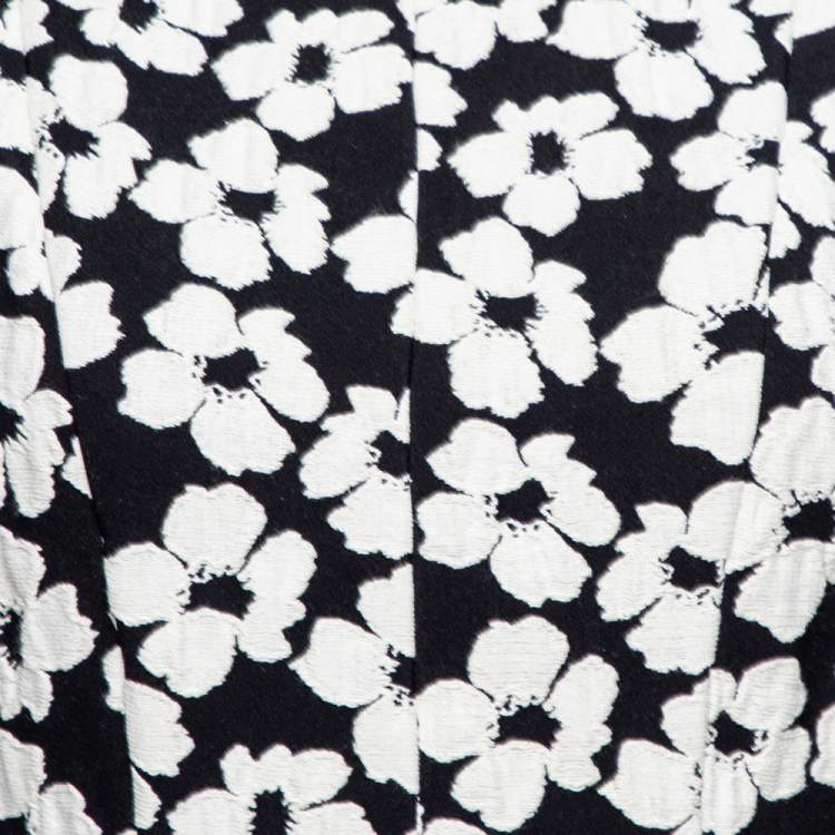 مملوكة مسبقًا CH Carolina Herrera Monochrome Floral Jacquard Flared Dress S