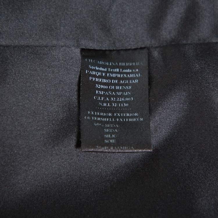 Pre Owned CH Carolina Herrera Black Satin Silk Pleat Underlay Skirt L