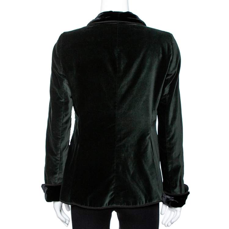 Pre Owned CH Carolina Herrera Green Velvet Tuxedo Blazer M