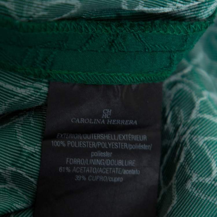 مملوكة مسبقًا CH Carolina Herrera Green Floral Jacquard Flared Gown M