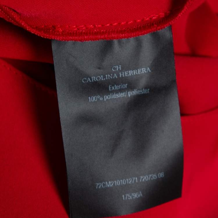 Pre Owned CH Carolina Herrera Red Plisse Back Sleeveless Blouse M