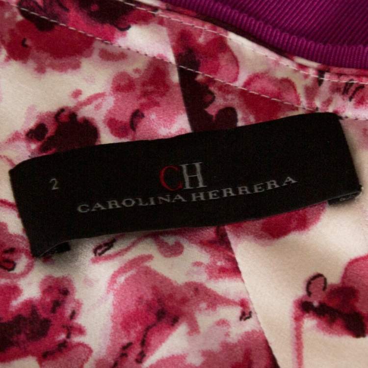 مملوكة مسبقًا CH Carolina Herrera Floral Print Silk Satin One Shoulder Maxi Dress S