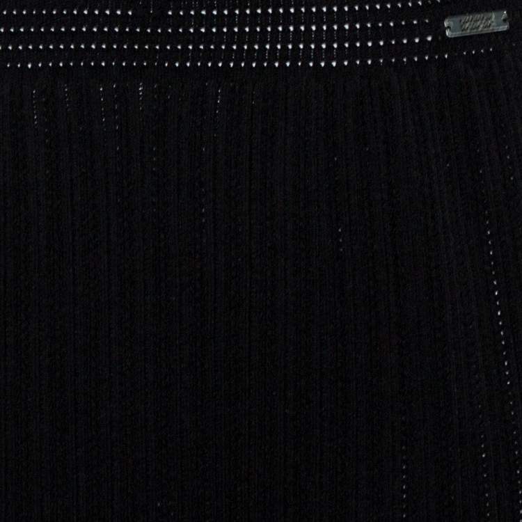 Pre Owned CH Carolina Herrera Black Rib Knit Scoop Neck Fit & Flare Dress S