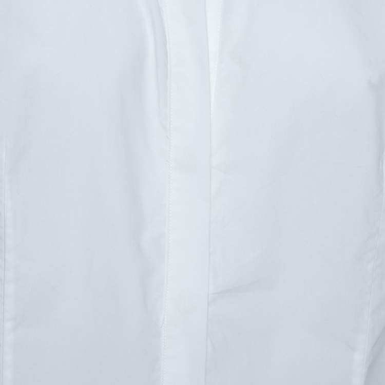 مملوكة مسبقًا CH Carolina Herrera White Cotton Cuff Link Detail Shirt L