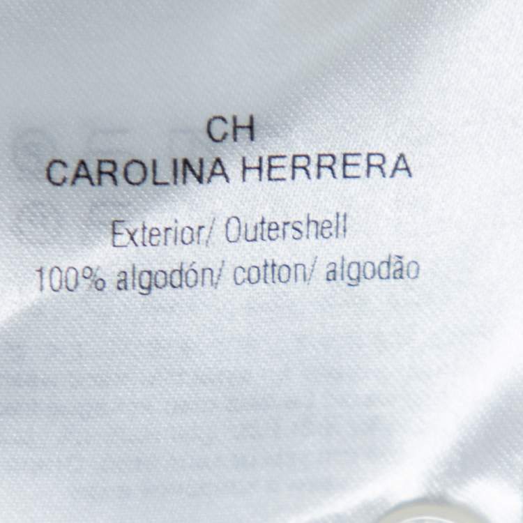 مملوكة مسبقًا CH Carolina Herrera White Cotton Cuff Link Detail Shirt L