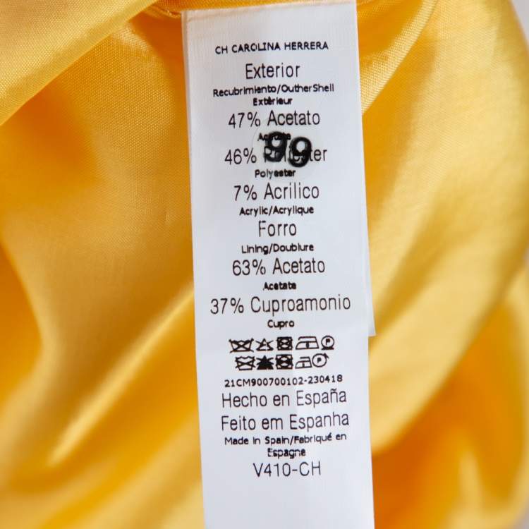 Pre Owned CH Carolina Herrera Yellow Floral Jacquard Sheath Dress XL