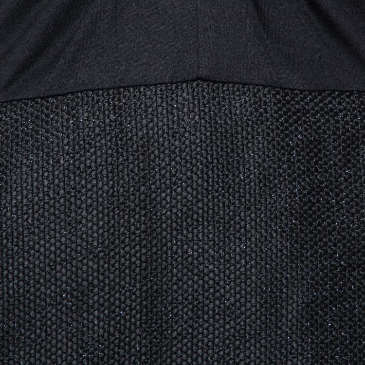 Pre Owned CH Carolina Herrera Black Lurex Tweed Knot Detail Midi Dress XL