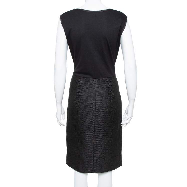 Pre Owned CH Carolina Herrera Black Lurex Tweed Knot Detail Midi Dress XL