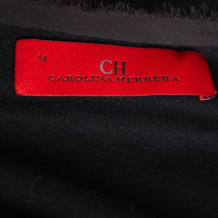 Pre Owned CH Carolina Herrera Black Lurex Tweed Knot Detail Midi Dress XL