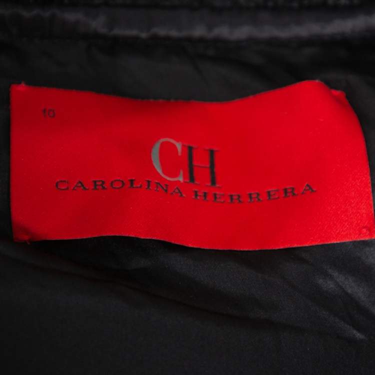 مملوكة مسبقًا CH Carolina Herrera Black Lurex Tweed Faux Fur Detail Jacket L