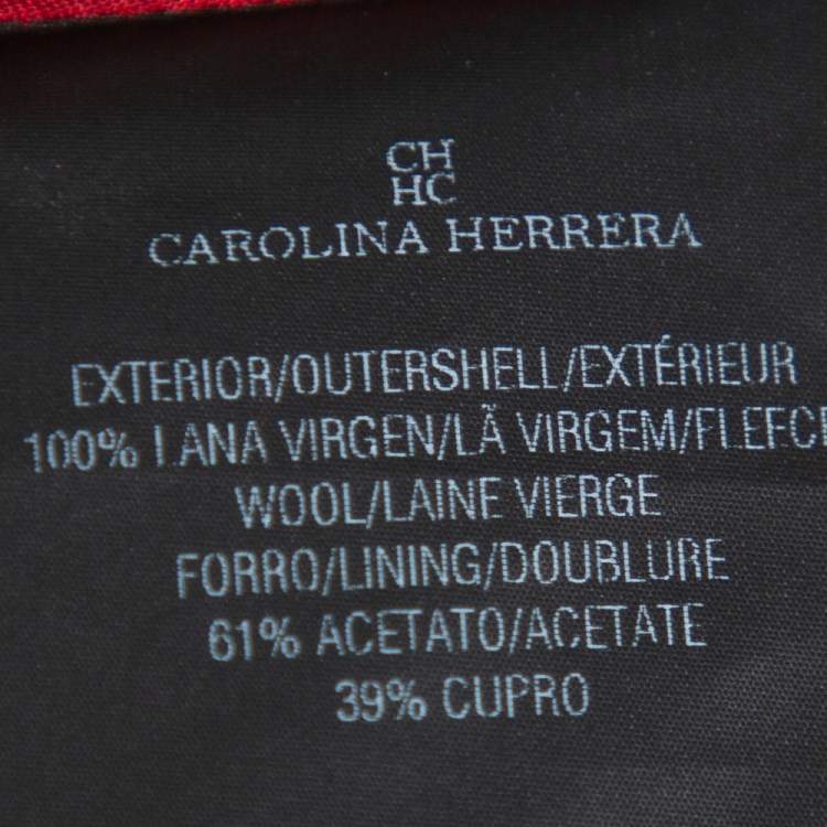 Pre Owned CH Carolina Herrera Red Wool Neck Scarf Detail Jacket M