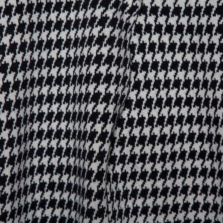 Pre Owned CH Carolina Herrera Monochrome Wool & Silk Houndstooth Cape Jacket M