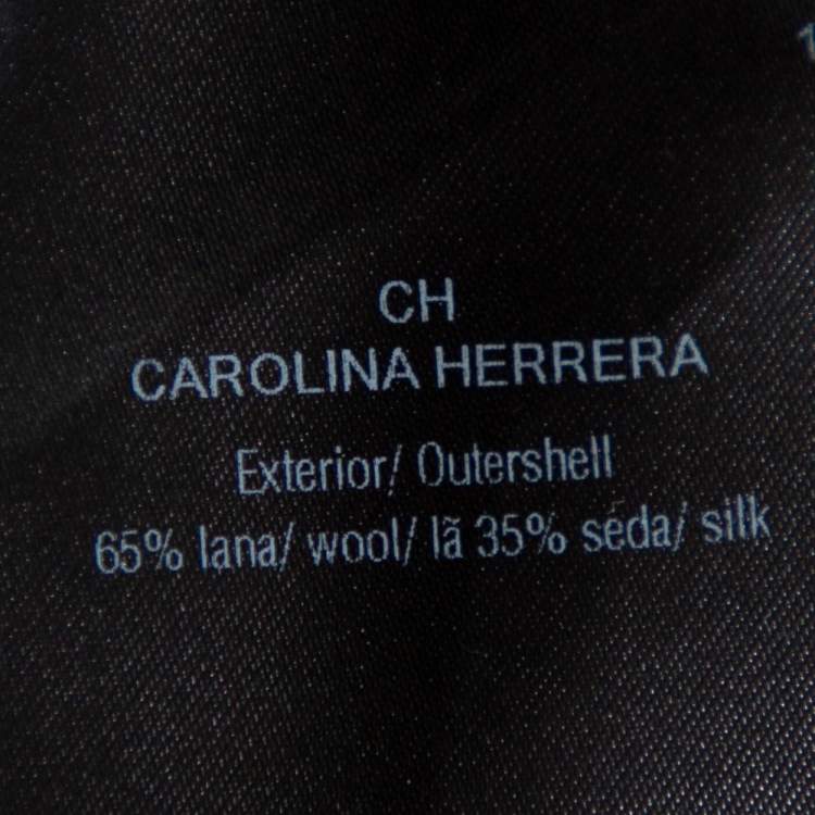 Pre Owned CH Carolina Herrera Monochrome Wool & Silk Houndstooth Cape Jacket M