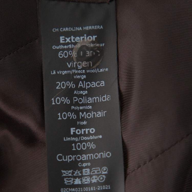 Pre Owned CH Carolina Herrera Brown Wool Stand Collar Button Front Jacket M