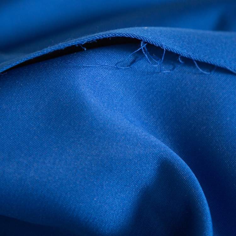 Pre Owned CH Carolina Herrera Royal Blue Taffeta Pleated Front Detail Asymmetric Hem Maxi Skirt S