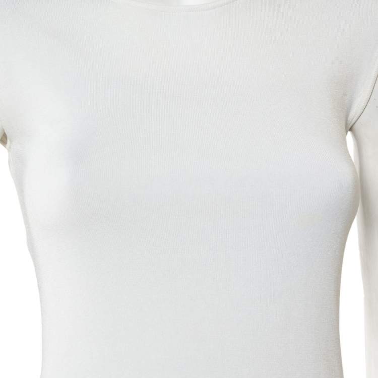 Pre Owned CH Carolina Herrera White Knit Sleeveless Top XS