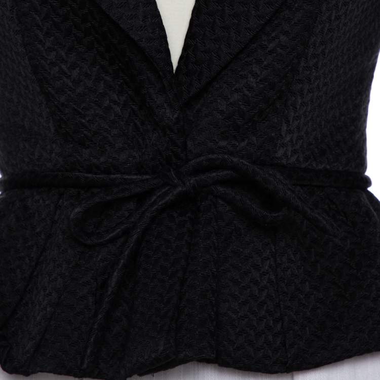 Pre Owned CH Carolina Herrera Black Jacquard Cotton Silk Peplum Blazer S