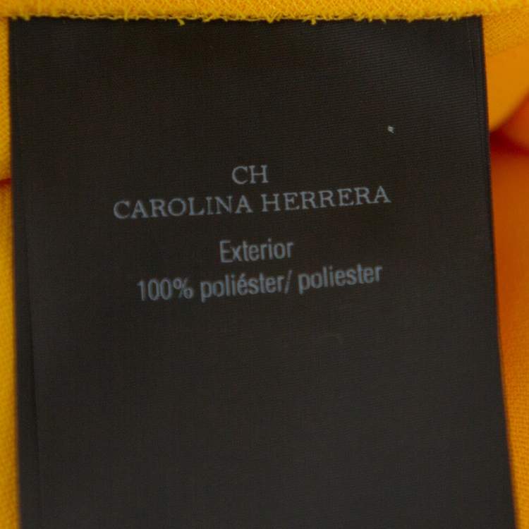Pre Owned CH Carolina Herrera Yellow Crepe Ruffled Sleeveless Top M
