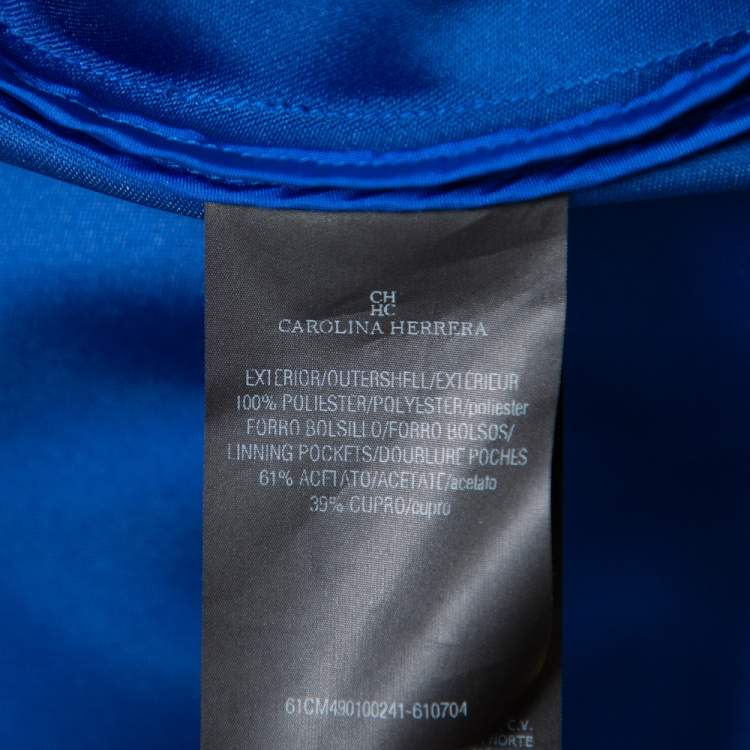Pre Owned CH Carolina Herrera Royal Blue Taffeta Pleated Front Detail Asymmetric Hem Maxi Skirt S