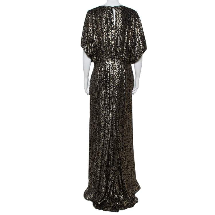 مملوكة مسبقًا CH Carolina Herrera Black Fil Coupe Oversized Top Detail Maxi Dress L