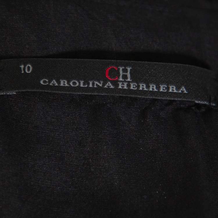 مملوكة مسبقًا CH Carolina Herrera Black Fil Coupe Oversized Top Detail Maxi Dress L