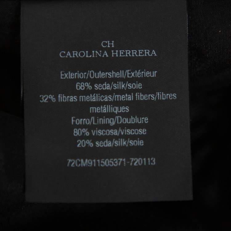 مملوكة مسبقًا CH Carolina Herrera Black Fil Coupe Oversized Top Detail Maxi Dress L