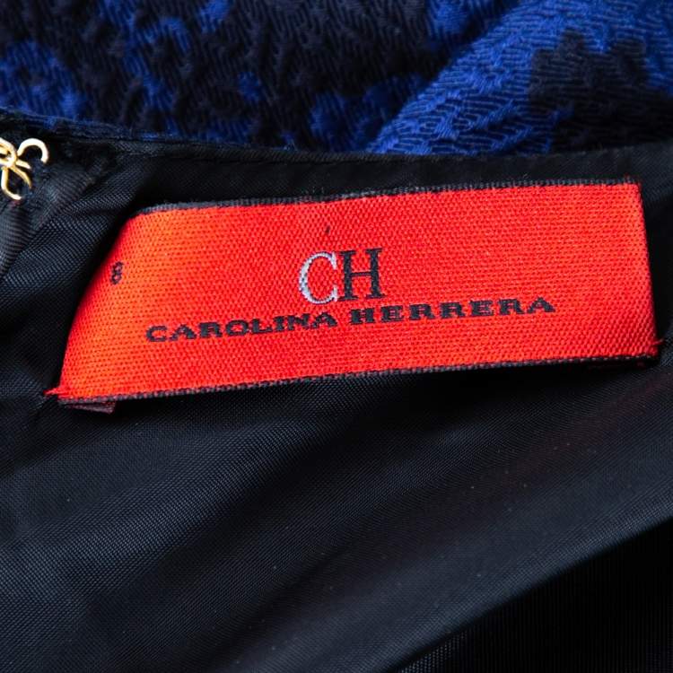 Pre Owned CH Carolina Herrera Purple & Black Jacquard Belted Mini Dress M