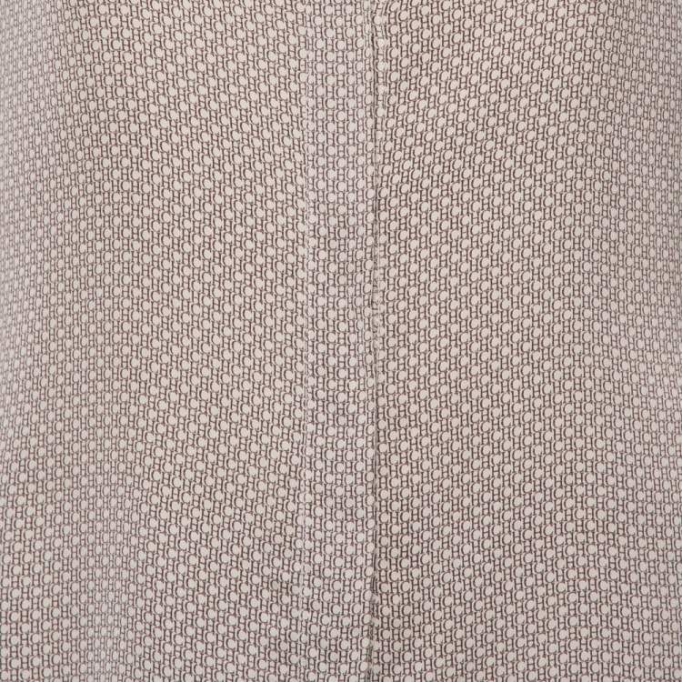 Pre Owned CH Carolina Herrera Beige Logo Printed Silk Button Front Shirt M