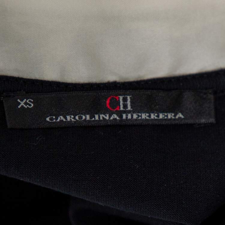مملوكة مسبقًا CH Carolina Herrera Black Knit Contrast Trim Detail Polo T-Shirt XS