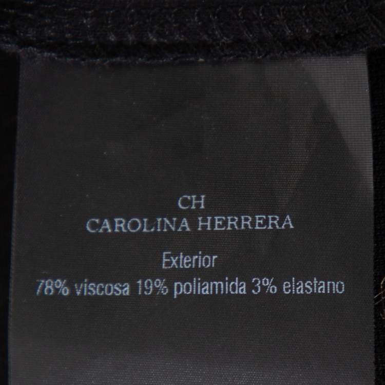Pre Owned CH Carolina Herrera Black Knit Striped Trim & Bow Detail Mini Dress XS