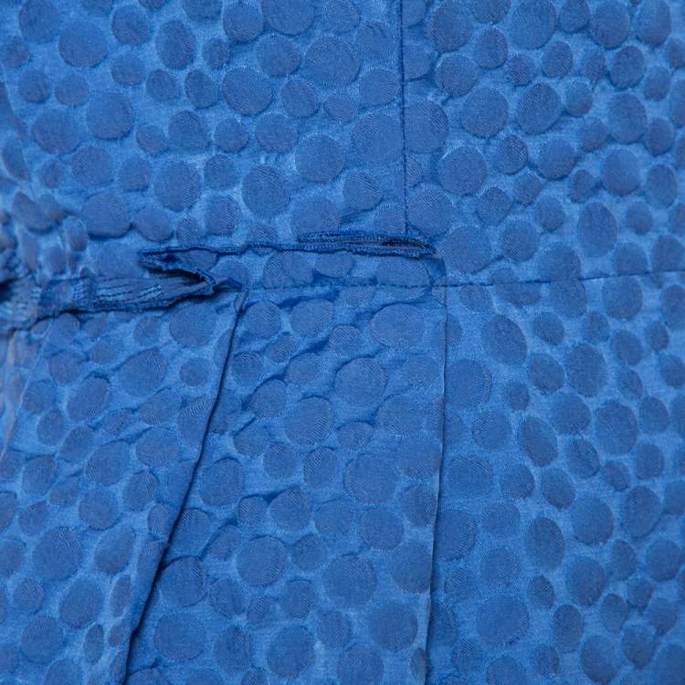 Pre Owned CH Carolina Herrera Blue Embossed Cotton Sheath Dress M