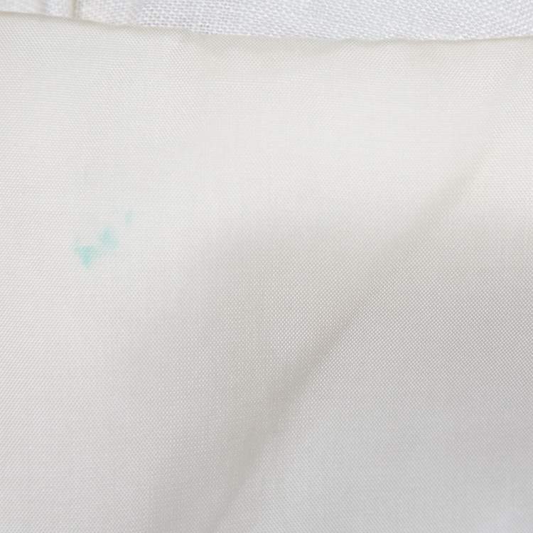 Pre Owned CH Carolina Herrera White Line Contrast Floral Embroidered Flared Belted Midi Dress S