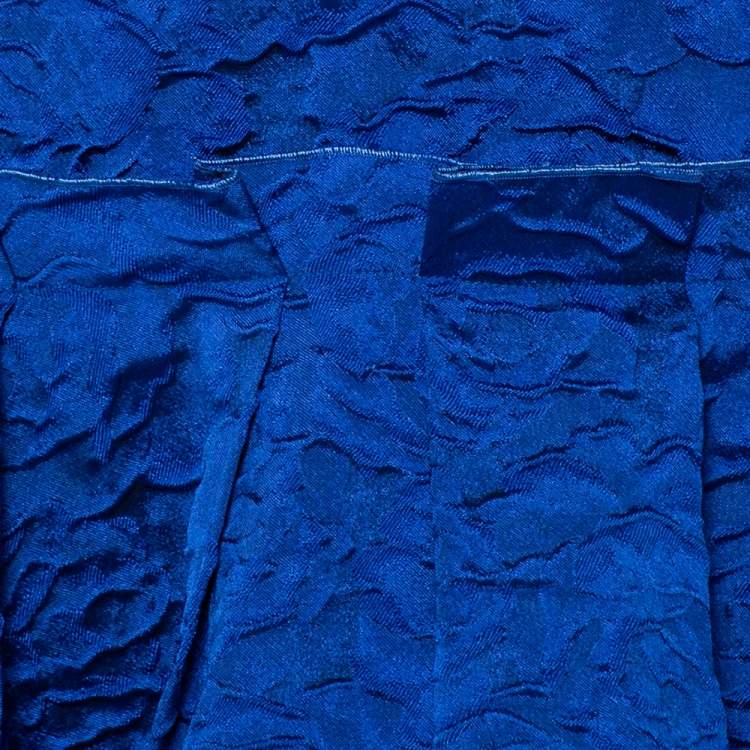 Pre Owned CH Carolina Herrera Royal Blue Textured Jacquard Maxi Skirt M