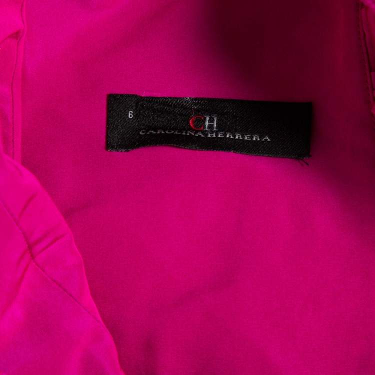 Pre Owned CH Carolina Herrera Magenta Taffeta Bow Tie Detail Asymmetric Hem Gown M