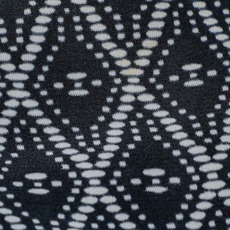 Pre Owned CH Carolina Herrera Navy Blue Printed Silk Blend Cowl Neck Top XS