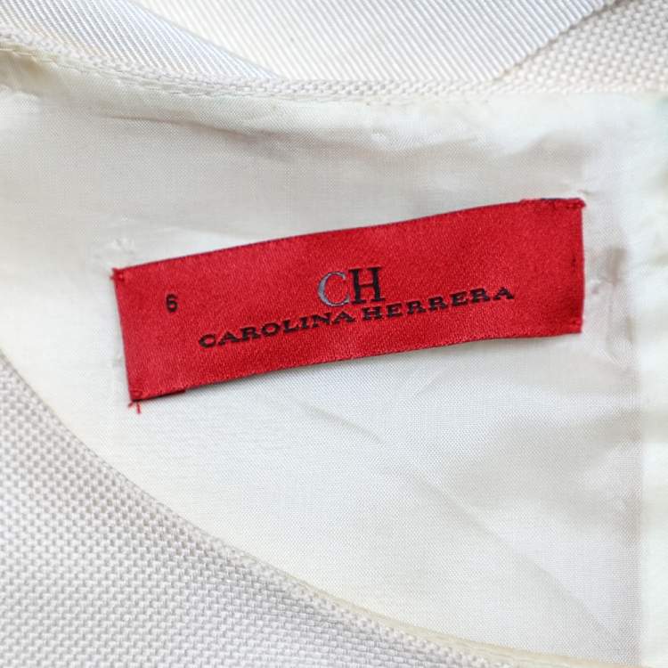 Pre Owned CH Carolina Herrera Cream Sleeveless Belted Dress M