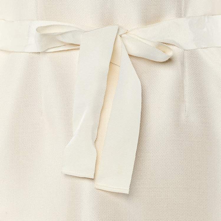 Pre Owned CH Carolina Herrera Cream Sleeveless Belted Dress M