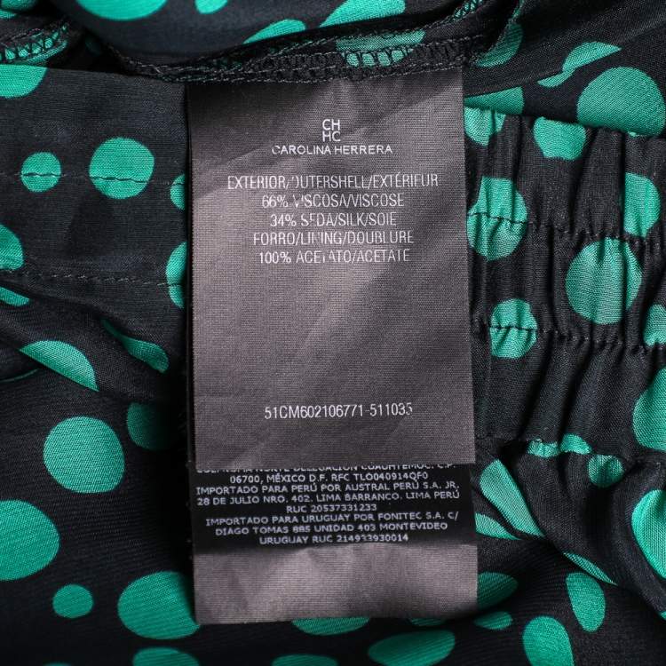 مملوكة مسبقًا CH Carolina Herrera Black Polka Dot Print Silk Blend Palazzo Trousers S